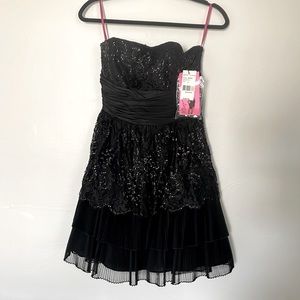 Y2K Betsy Johnson Black Sparkle Dress, Size 8